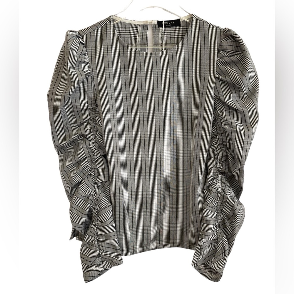 BEULAH Plaid Long Sleeved Ruffle Cinch Dress Top NWT SZ Medium